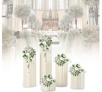 5 pièces en carton acrylique 20cm 40cm 60cm 80cm 100cm Set de support de fleurs de mariage vase de fleurs pour la décoration de fête (blanc)