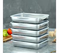5 pièces Ensemble de boîtes de conservation alimentaire en acier inoxydable avec couvercles transparents - Grands contenants carrés pour la viande, les fruits et les légumes - Idéal pour le camping, l