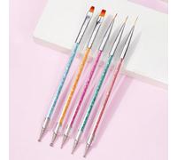 5 pièces Ensemble de pinceaux pour nail art en acrylique, pinceau liner pour nail art à double extrémité, convient pour dessiner des lignes longues, des détails fins, une peinture précise, un ombrage 