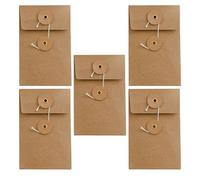 5 Pièces Enveloppes Carrées avec Ficelle et Bouton, Style Vintage | Papier Kraft Rustique à Surface Écrivable, pour Pièces, Autocollants et Pages de Planner