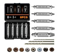 5 Pièces Extracteur Vis avec 3 Forets, Vis Autoforeuse Metal HSS 4341, Tourne Gauche Extracteur Endommagées, pour Endommagées Boulon