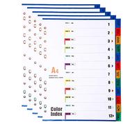 5 Pièces Feuillets Intercalaires 12 Positions, Intercalaires A4 Diviseurs de mois Janv-Déc, 12 Onglets avec Table des Matières - couleurs assorties