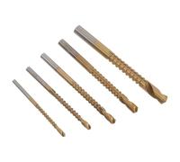 5 pièces Foret Dentelé à Quatre Arêtes en Acier Hss pour Perçage Bois | Revêtement Titane, Extraction des Copeaux, Usage Professionnel pour Acier et Bois Dur