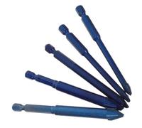 5 pièces Foret Excentrique pour Carrelage et Verre, Tête Triangulaire, 6 | Alliage de Tungstène Bleu, Lot Polyvalent, Coupe Précise pour Bois et Atelier, Usage Bricolage