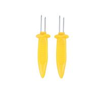 5 Pièces Fourchettes à Barbecue Manche, en Acier Inoxydable | Double Pointes Antidérapantes et Résistantes la Chaleur, Réutilisables, pour Pique-niques et Barbecue, Jaune