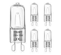 5 Pièces G9 25W Ampoules Halogènes pour four, Blanc Chaud Dimmerabile 230V 2700K, Résistance à la chaleur 300°C Convient pour les ampoules de four, les fours à micro-ondes, les lampes de table