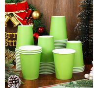 5 pièces Gobelets en papier jetables épais de couleur vert citron 9oz, capacité 250ml, convenant pour le bureau, les loisirs créatifs, les boissons chaudes, les boissons froides, le lait de soja, le c