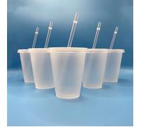 5 pièces Gobelets réutilisables avec pailles et couvercles, gobelets en plastique pailleté de 16 oz, idéal pour les fêtes et les anniversaires, parfait pour le café glacé et les boissons froides Paill