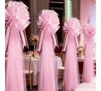 5 pièces Grands nœuds décoratifs roses, décoration d'allée de mariage pour chaise, décoration de fête de mariage, décoration d'anniversaire, fournitures de cérémonie, fournitures de mariage, décoratio