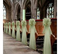 5 pièces Grands nœuds décoratifs verts, Nœuds faits main DIY, Décoration d'allée de chaise de mariage, Décoration de fête de mariage, Décoration de célébration d'anniversaire, Fournitures de cérémonie