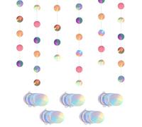 5 Pièces Guirlande Ronde en Papier Multicolore, 4m Rondes en Papier à Paillettes, Set de Guirlandes en Papier, Hanging Iridescent Ronde Garland, Rond Décoration de Fête Bannière pour Anniversaire