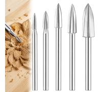 5 Pièces Jeu de Mèches de Sculpture sur Bois pour Dremel Gravure Tresse | 3/4/5/6/8mm Différents Outils de Sculpture en Bois Mèches, 1/8" Pouces pour Bricolage Sculpture Perçage Ponçage Gravure