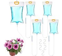 5 Pièces Kit Sac Arrosage Automatique 3,5 L avec Interrupteur Commande Réglable, Système Irrigation Goutte-à-Goutte Plantes, Dispositifs Arroseur Pot Plante pour Intérieur, Extérieur, Jardin, Balcon