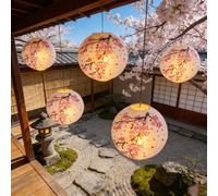 5 pièces Lanternes en papier style japonais fleurs de cerisier, lanternes japonaises traditionnelles suspendues, convient pour restaurant de sushi japonais, anniversaire, maison, église, décoration de