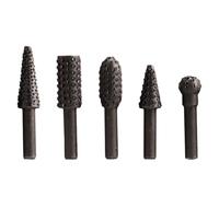 5 Pièces Lime Rotative pour Perceuse, Ensemble de Têtes de Broyage | Acier Inoxydable Noir, Léger et Facile à Transporter, pour Carving et Milling, Effet de Meulage Net