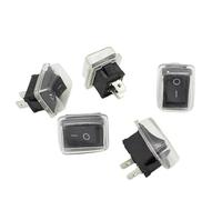 5 pièces/lot interrupteur à bouton-poussoir noir 6A-10A 110V 250V 2 broches interrupteur à bascule marche/arrêt encliquetable 21MM * 15MM