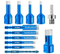 5 Pièces M14 Foret Diamant pour Carrelage 6/8/10/12/20mm+ 6 Pièces M6 Meche Carrelage 6/6/8/10/12mm + 1 M8 Adaptateur, Foret Diamant pour Béton, Marbre, Céramique, Granit