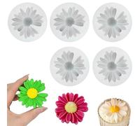 5 Pièces Moule Silicone Fleur, en Forme de Marguerite 3D, Résistant à la Température -40~230°C, Outils de Cuisine, pour la Pâtisserie, les Bougies, le Savon et la Fabrication de Chocolat