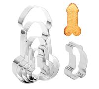 5 pièces Moules à Biscuits Pénis en Acier Inoxydable Formes Biscuit Drôles Adultes, Cookie Cutter Pénis Rigolos pour Enterrement de Vie de Jeune Fille Cadeau Humour Accessoires Pâtisserie Fête