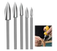5 Pièces Outils Sculpture Bois pour Dremel, Mèches de Sculpture sur Bois | avec Tige de 1/8", Ensemble d'Outils de Sculpture Acier Blanc pour Outils Rotatifs, Bricolage, Gravure, Ponçage, Perçage