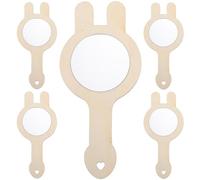 5 Pièces Petit Miroir en Bois Vierge, Bricolage Créatif à Peindre | Modèle Portable, Teinte Kaki, Décorable Perles et Paillettes, Activité Parents-garçon et Filles