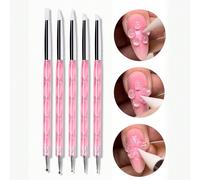 5 pièces Pinceaux de sculpture et de peinture en acrylique pour nail art en silicone, outils de modelage, de dessin et de pointillage à double extrémité pour vernis à ongles UV Gel DIY Polyamide