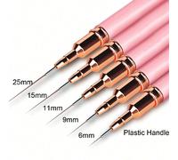5 pièces Pinceaux de traçage pour nail art, jeu de 5 pinceaux de peinture pour nail art avec manche en plastique, outils de pointillage et de dessin pour lignes longues, tailles de dessin fin 6/9/11/1