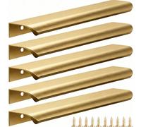 5 pièces Poignées de placard dorées brossées, convenant aux placards et aux armoires, tailles : 8 cm/3,15 po, 12 cm/4,72 po, 15 cm/6 po, 20 cm/7,87 po, 30 cm/11,8 po, Poignées de placard de cuisine, P