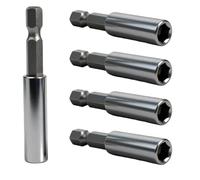 5 Pièces Porte Embout Magnétique, Rallonge Aimantée Acier Inoxydable 1/4 Pouce, Rallonge Magnétique pour Embouts de Visseuse, pour Visseuse sans Fil, Perceuse, Atelier, Bricolage (60 mm)