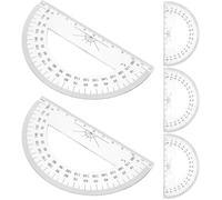 5 Pièces Rapporteur Géométrique Demi-cercle en Plastique | Surface Lisse, Léger et Confortable à Utiliser, Outil de Dessin pour École, Format 180 Degrés