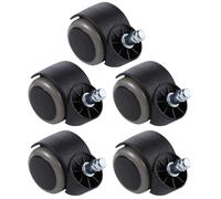 5 Pièces Roulettes Pivotantes, Roues en Nylon Noir | Double Roulement, Rotation Fluide, Protection du Sol, pour Parquet et Sols Durs, Usage Bureau