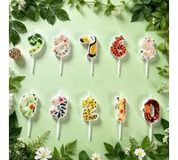 5 pièces/set Bougies chiffres avec animaux de la jungle 0-9, bougies d'anniversaire mignonnes avec animaux sauvages, convient pour la décoration de gâteau d'anniversaire Géométrique,graphique,LettresC