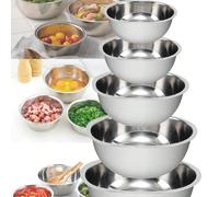 5 pièces/Set de bols de mélange en acier inoxydable pour le stockage des aliments, la préparation des repas, les salades, les ustensiles de cuisine et les accessoires 5 piècesAcier inoxydable