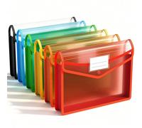 5 pièces Set de reliure en plastique avec pinces, dossier de fichier coloré, sac de fichier accordéon transparent, design grande capacité convenant pour le format lettre/A4, idéal pour la maison, l'éc