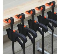 5 pièces Set de serre-joints F de 4"/ 6" - Serrage à cliquet à dégagement rapide, construction en métal durable, noir - Outils manuels de menuiserie DIY pour le travail du bois 6 pouces,4 poucesAcier 