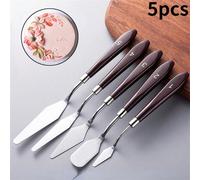 5 pièces Set de spatules à gâteau en acier inoxydable - Outils de décoration de glaçage à la crème, de fondant, convient pour le glaçage lisse, la pâtisserie DIY, la décoration de gâteau, comprenant u