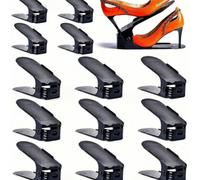 5 pièces/set Étagère à chaussures en plastique à deux niveaux réglable, organisateur de rangement d'espace pour la maison, le placard et l'entrée, étagère de rangement pour chaussures durable, solutio