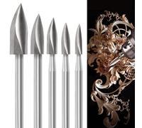 5 pièces/set Outils de sculpture sur bois pour outil rotatif, outils de menuiserie en acier rapide, ensemble de forets de gravure, outil de meulage pour artisanat du bois, tige universelle 1/8" pour s