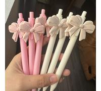 5 pièces/Set Stylos à bille avec nœud papillon aléatoire, 2 pièces/3 pièces Stylos neutres à écriture fluide, Convient aux étudiants, aux examens, au bureau, Fournitures de bureau durables (Noir), Ren