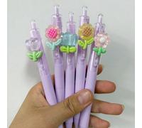 5 pièces/Set Stylos rétractables à pointe fleur aléatoire, 2 sets/3 sets Stylos à bille à écriture fluide, Convient pour les étudiants, les examens, le bureau, papeterie durable (noir), rentrée scolai