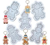 5 Pieces Silicone Christmas Molds, Gingerbread Man Key Chain Mould Ornament | Silicone Christmas Tree Ornament Mold Christmas Keychain Mold For Holiday, Party, Home, Tree, Door, Wall, Window, Display
