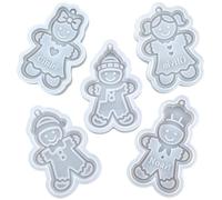 5 Pieces Silicone Christmas Molds, Gingerbread Man Key Chain Mould Ornament | Silicone Christmas Tree Ornament Mold Christmas Keychain Mold For Holiday, Party, Home, Tree, Door, Wall, Window, Display