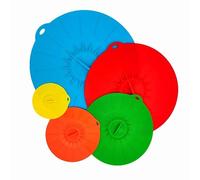 5 Pièces Silicone couvercles d'aspiration，Couvercle de Bol en Silicone Réutilisables，pour Bols, Casseroles, Assiettes,Tasses, Canettes.