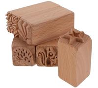 5 Pièces Tampon à Dessert en Bois, Moulage Pâtissier | Bavures, pour Pâtisserie, Biscuits et Gâteaux de Lune, Outil Manuel en Bois