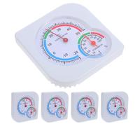 5 Pièces Thermomètre-hygromètre Mini Analogique Blanc | Double Échelle Température et Humidité, Structure Mécanique, Usage Intérieur Extérieur, la Cuisine et Petits Espaces