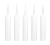 5 pièces Vide Tubes de Calfeutrage 300ml en Plastique Blanc bouchon | Piston Étanche, Compatible Pistolet Standard, Tube en Acier, Ouverture Large, Embout Découpable, pour Silicone et Joints