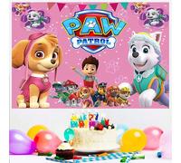5 pieds Toile de fond d'anniversaire Paw Patrol - Décoration de fête de couronne de ballons/Cadeau de Noël, Décoration de Noël style3,style1,style2,style4,style5,style6Polyester