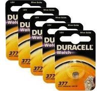 5 piles 377 Duracell - pile SR626sw Oxyde d'argent