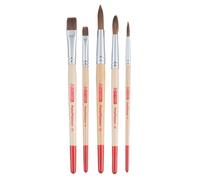 5 pinceaux - Peinture aquarelle - Rond - Plat - Assortiment tailles - Art Creation