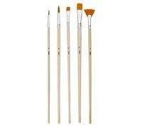 5 Pinceaux - Plat - Rond - Eventail - Acrylique Et Huile - Manche Long - Pébéo